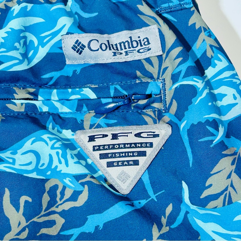 Columbia PFG swim trunks Super Backcast Water Short Blue Fish Print men Size XXL - Picture 5 of 9